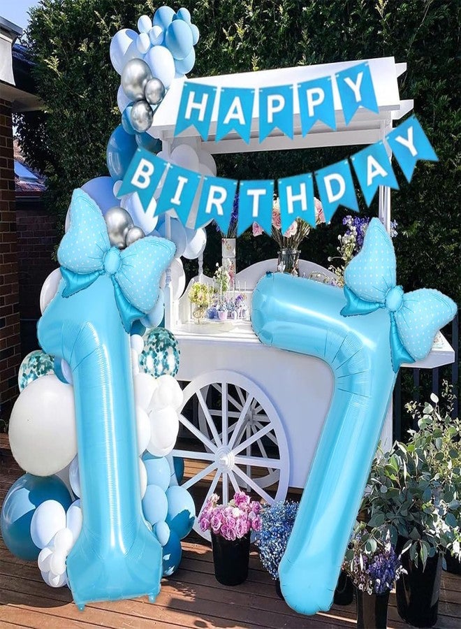 Florisland Light Blue 10 Balloon Number Blue Bow Birthday Decorations, Blue Bows Balloons Foil Mylar Helium Large 40” 10th Balloon for Girls Coquette Birthday Party Decorations Supplies Party Favors - Image 5